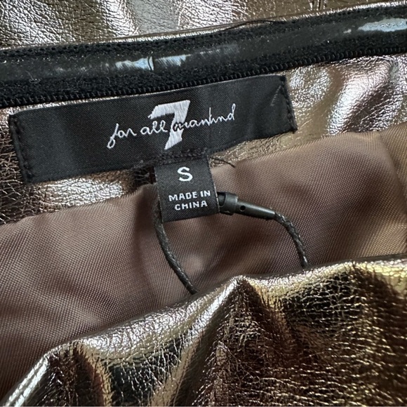 7 FOR ALL MANKIND Sexy Metallic Bustier Midi Faux Leather Strapless Party Dress - Picture 6 of 7